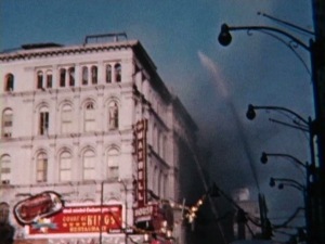 Frame from the Maxwell House Hotel Fire 8mm movie taken by Frank Kurzynske on December 26, 1961.